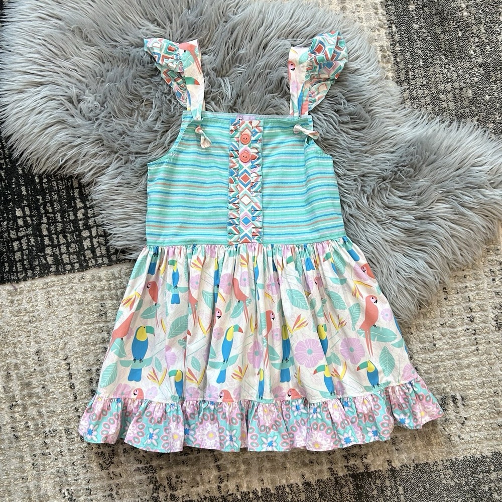 Eleanor Rose Girls Tropical‎ Paradise Parrot Meredith Knot Tunic Top Size 14-16